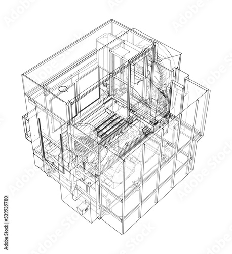 Metalworking CNC milling machine. Vector