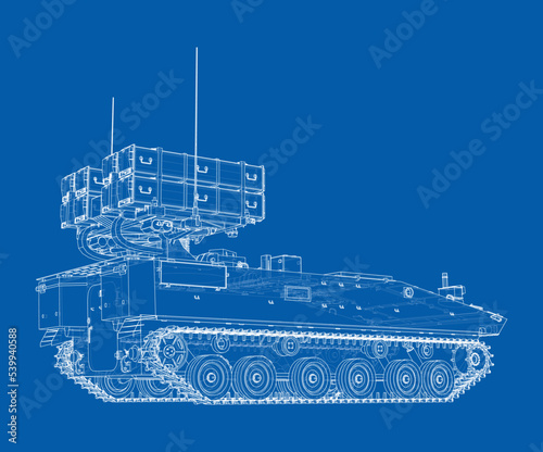Military track missle system. Vector