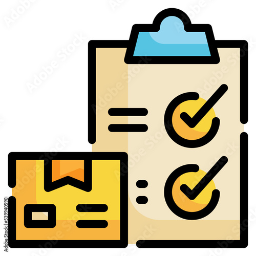 packaging goods box delivery check list filled outline icon