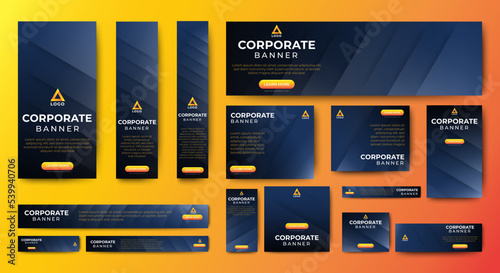 Corporate banners design web template set. Abstract banners layout. vector background for web ads, social media post, flyer, card.