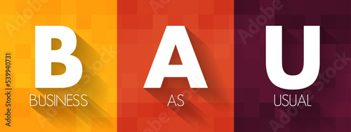 BAU Business As Usual - normal execution of standard functional operations within an organisation, acronym text concept background