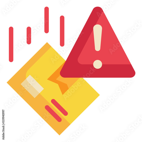 beware packaging box parcel fall down flat icon