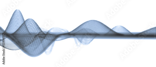 Illustration of abstract blue wireframe sound waves, visualization of frequency signals audio wavelengths, conceptual futuristic technology waveform background with copy space for text photo