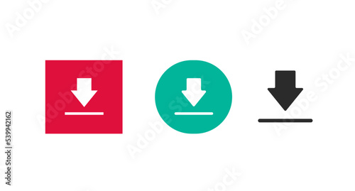 Download icon button arrow vector element or upload red green black square circle ui element design isolated on white background image