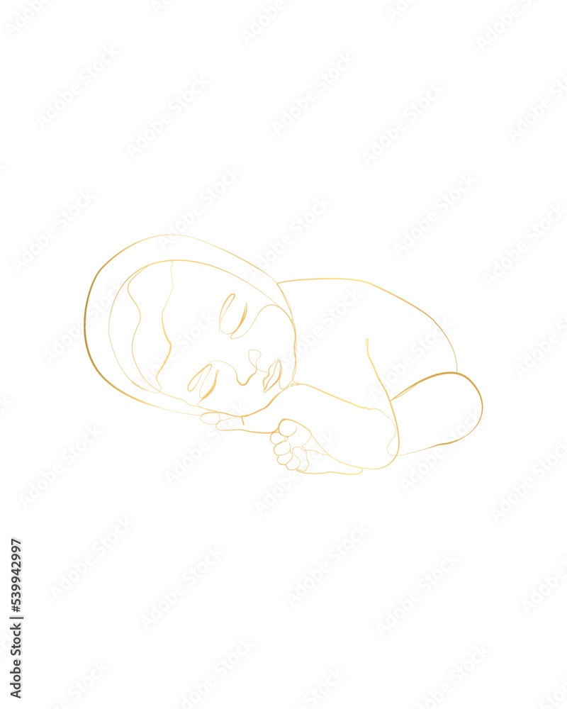 Baby Line Art, Baby Art for Nursery, Minimalist Nursery Artwork, Newborn Artwork, Nursery Decor, Baby Line Drawing, Baby Wall Print Artwork, Gold line