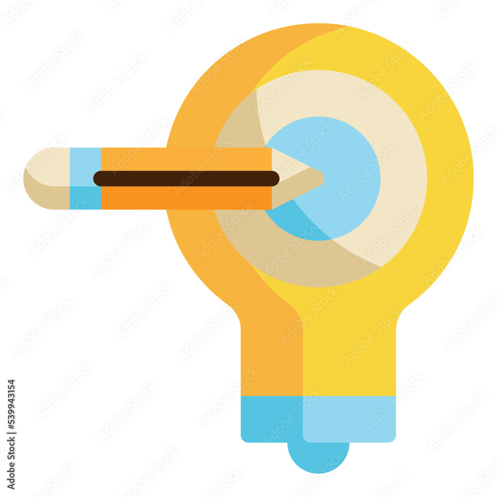 pencil bulb arrow success goal flat icon