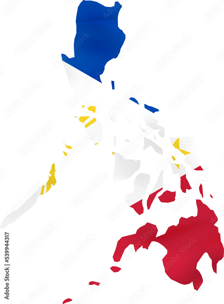 Fototapeta premium Philippines map with waving flag.