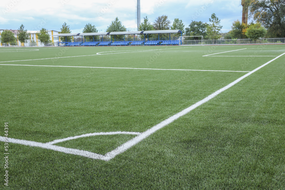 football field corner with artificial turf football field corner with artificial turf