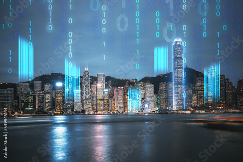 Image of 5g IoT concept in Hong Kong, a world-class city