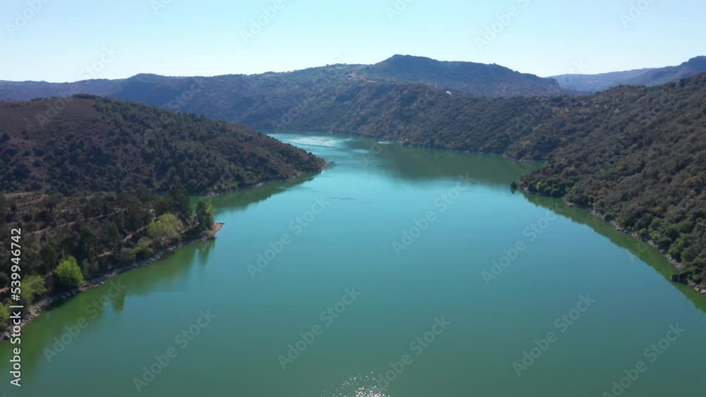 Flying Over River Tormes In Spain, Border With Portugal. aerial