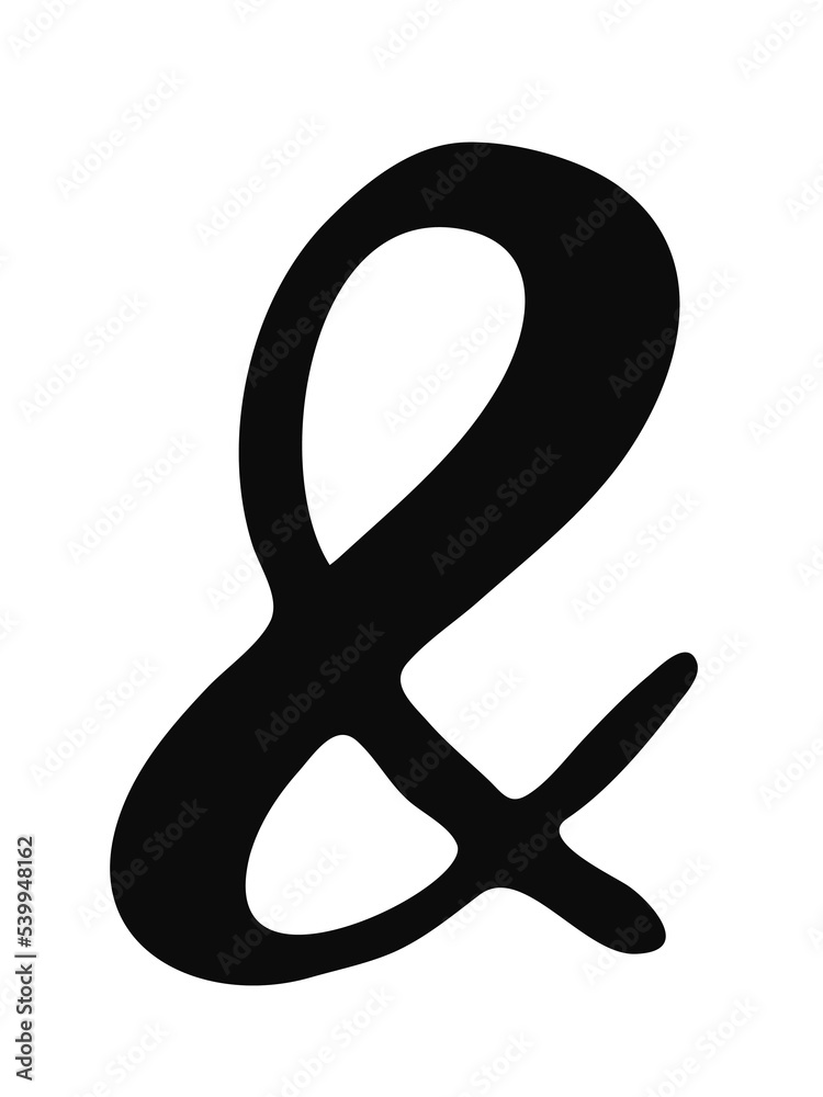 Hand painted black ink ampersand symbol isolated on white Hand painted black ink ampersand symbol isolated on white