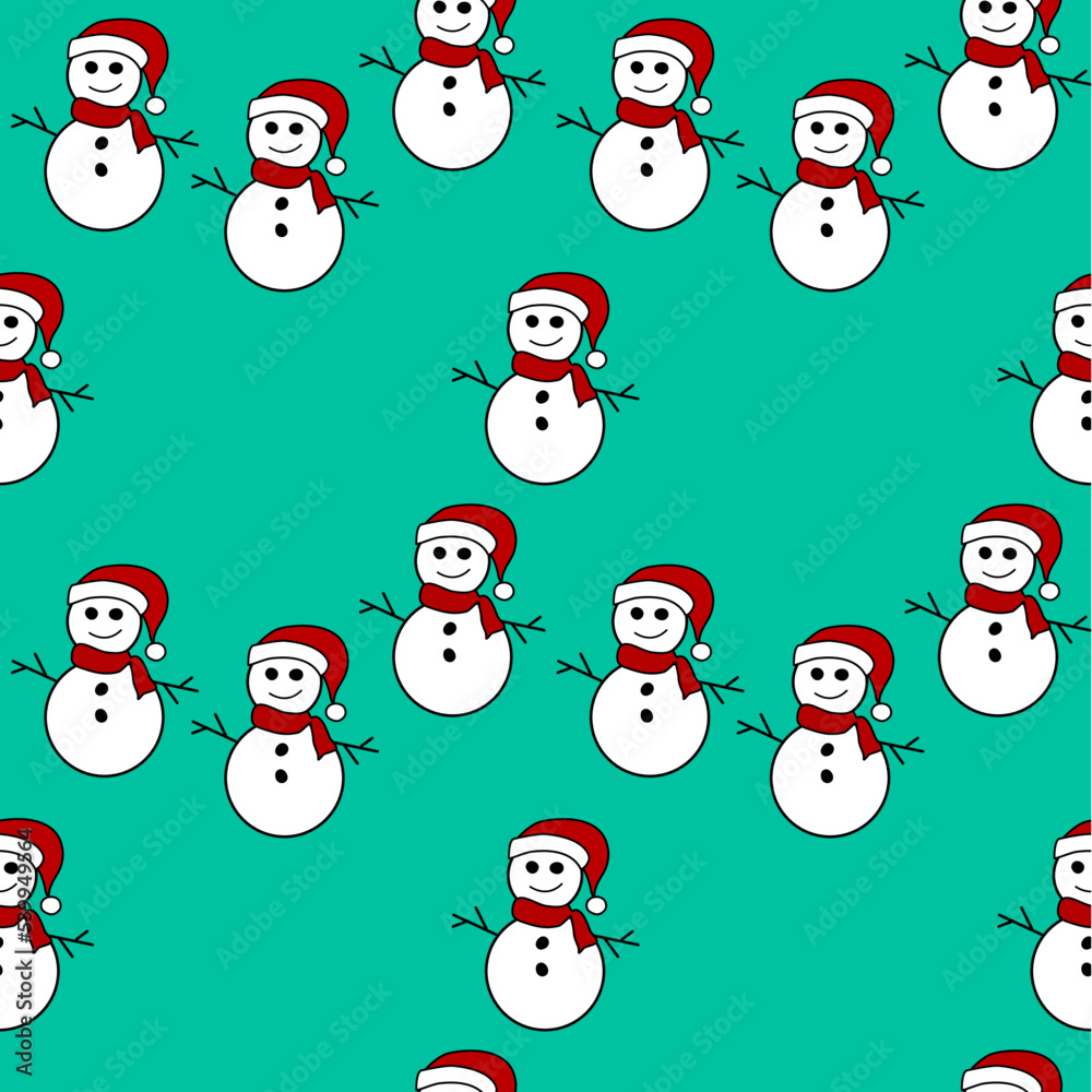 Vector seamless christmas symbol pattern, with stylish snowman