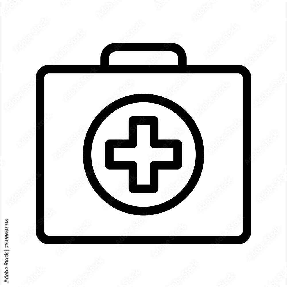 First aid box icon vector, on white background. First aid box icon vector, on white background.