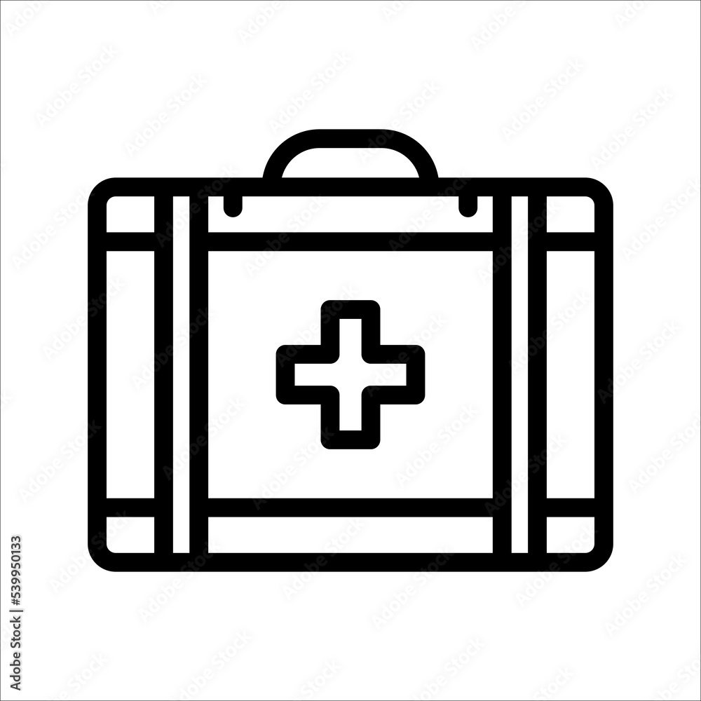 Obraz premium First aid box icon vector, on white background.