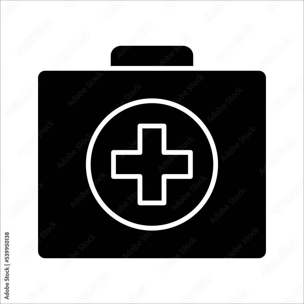First aid box icon vector, on white background. First aid box icon vector, on white background.