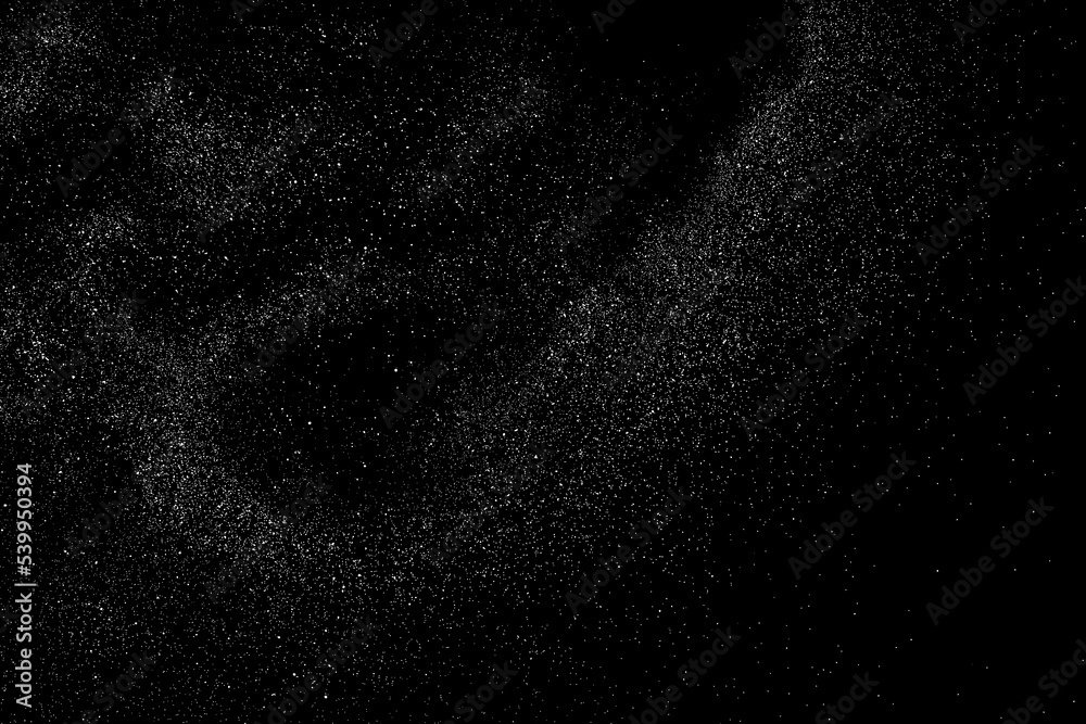 Fototapeta premium Distressed white grainy texture. Dust overlay textured. Grain noise particles. Rusted black background. Vector illustration. EPS 10. 