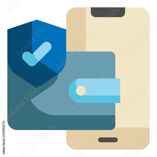 online wallet protection payment flat style icon