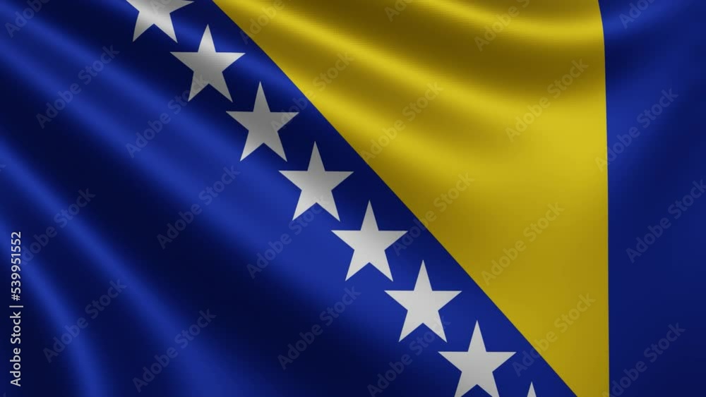 Flag of Bosnia and Herzegovina flutters in the wind, national flag video Bosnia and Herzegovina in 3d, in 4k resolution. High quality 4k footage