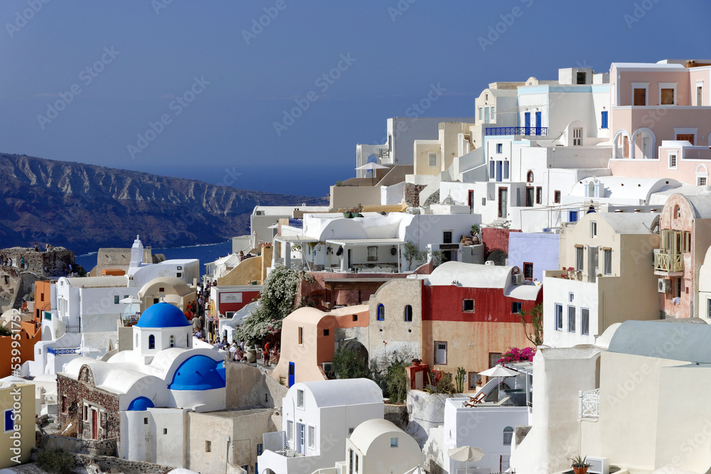 Ortsansicht, Panorama, Abendstimmung, Oia, Santorin, Griechenland, Europa