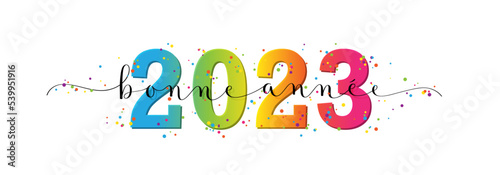 Bannière calligraphique BONNE ANNEE 2023 sur fond transparent
