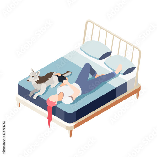 Isometric Woman With Dog