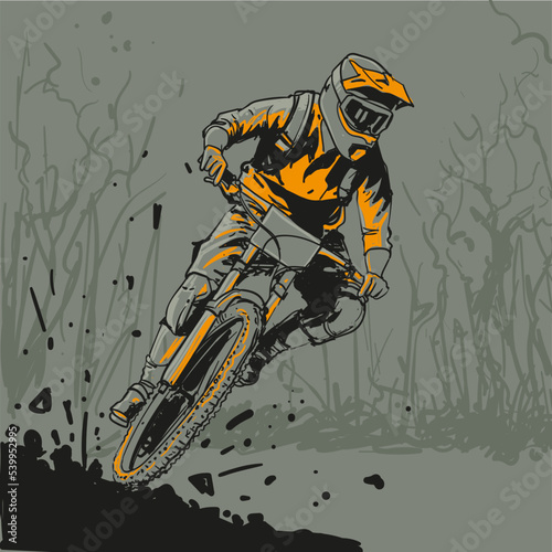 downhill bike vector illustration