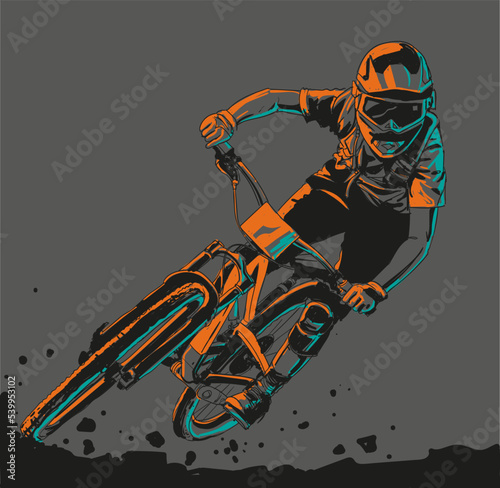 downhill bike vector illustration