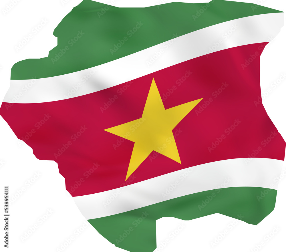 Obraz premium Suriname map with waving flag.