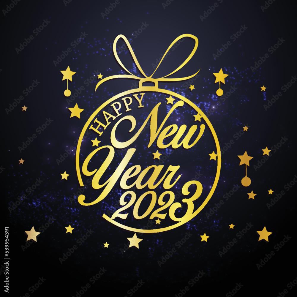Naklejka premium Happy New Year 2023 Greeting Card Holiday Vector Illustration.