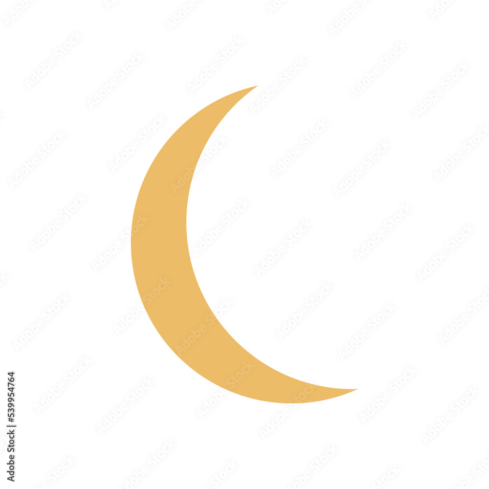 Flat vector hippy boho illustration. Hand drawn retro groovy crescent silhouette Flat vector hippy boho illustration. Hand drawn retro groovy crescent silhouette