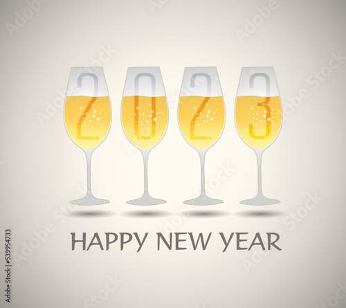 Happy New Year 2023 Greeting Card Holiday Vector Illustration.