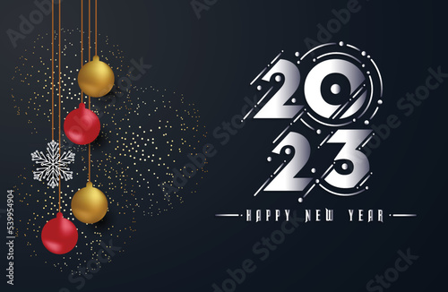 Happy New Year 2023 Greeting Card Holiday Vector Illustration.
