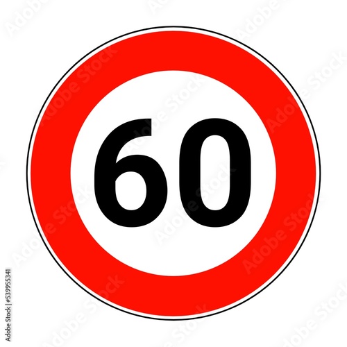 Speed limit 60 sign icon 