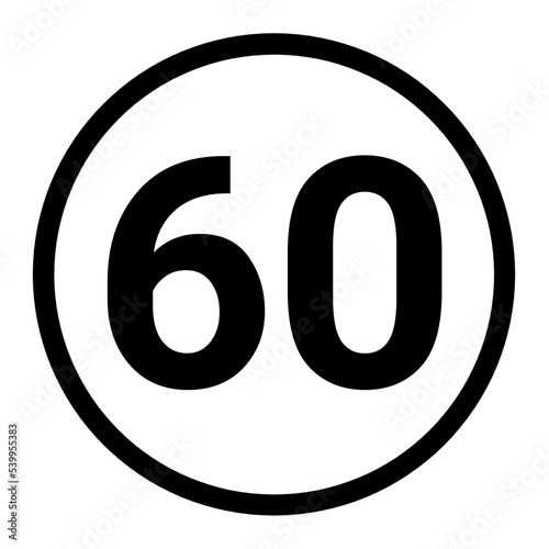 limit 60 sign sign icon  number 60 rounded with circle 