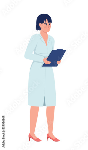 General practitioner with clipboard semi flat color vector character. Editable figure. Full body person on white. Healthcare simple cartoon style illustration for web graphic design and animation