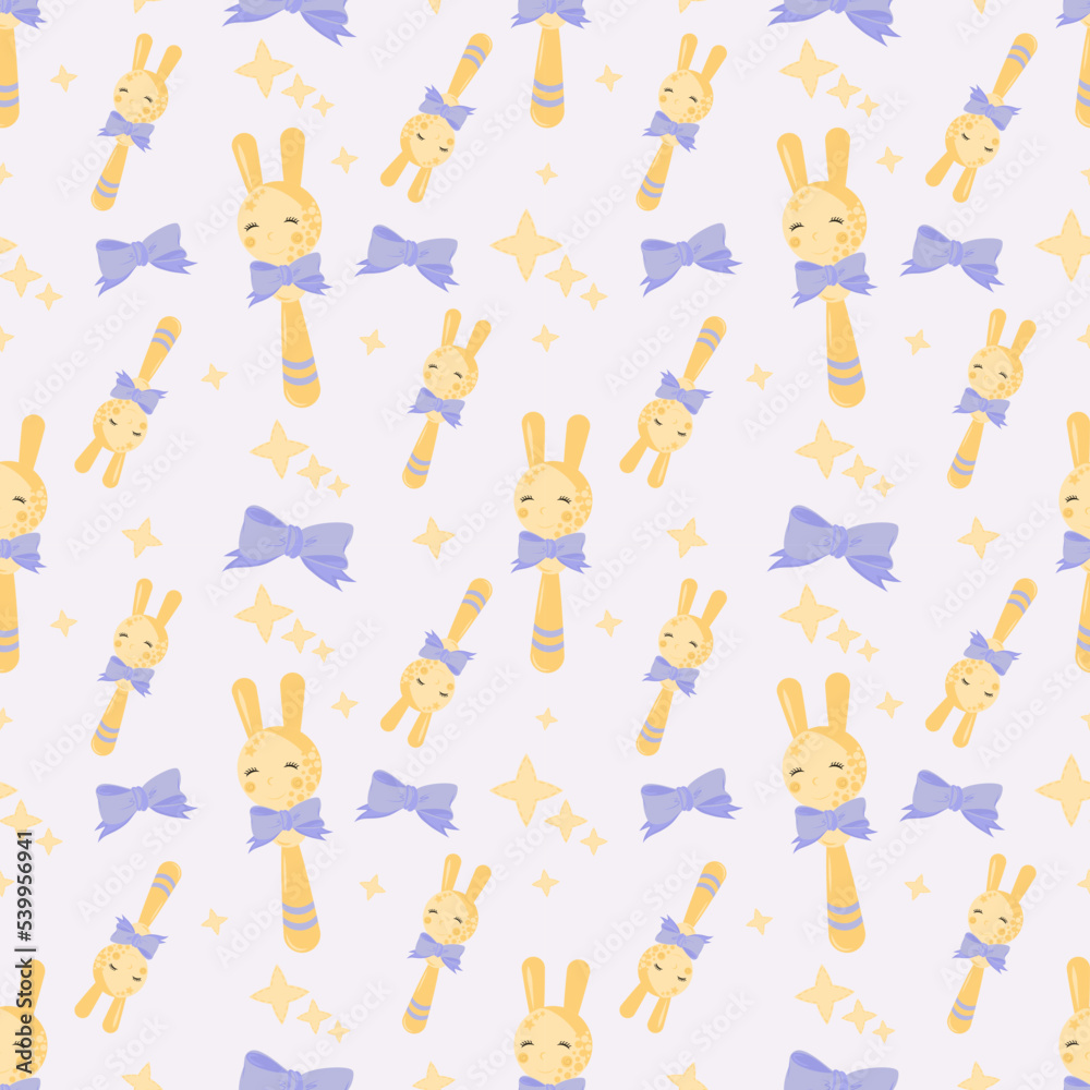 Baby bunny soother toy graphic pattern.