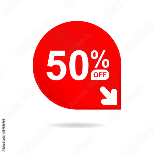 Special offer sale red tag. Discount offer price tag, retail promotion campaign symbol, sale promo marketing, 50% discount sticker, shopping day promotional offer. 50 percent off, vector eps10