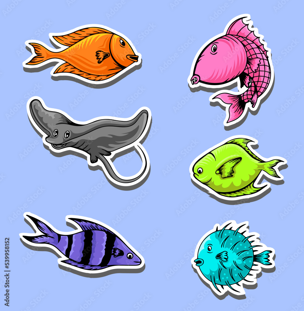 Fototapeta premium Sea animal sticker pack sticker
