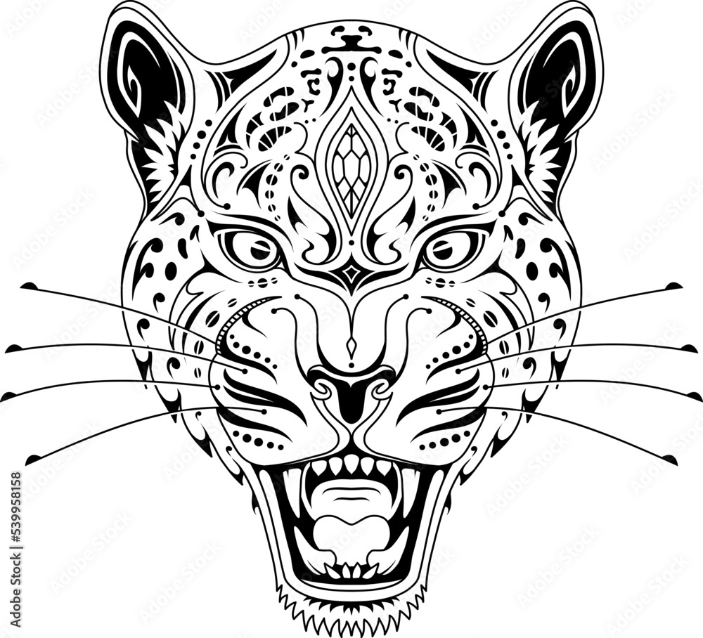 Fototapeta premium Roaring jaguar head. Good for tattoo design and t-shirt prints