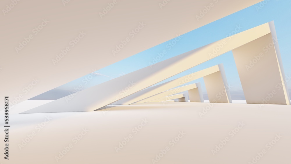 Fototapeta premium Architecture background geometric arched interior 3d render