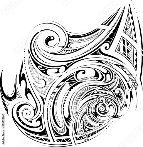 Polynesian style tribal art tattoo. Good for chest or shoulder area