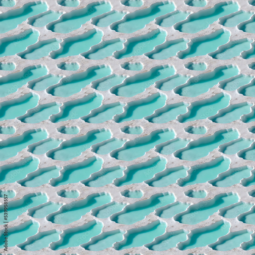 Fototapeta premium pamukkale, pool, blue, geometric, isometric,