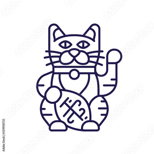 Japan Maneki Neko Fortune Cat Line Icon