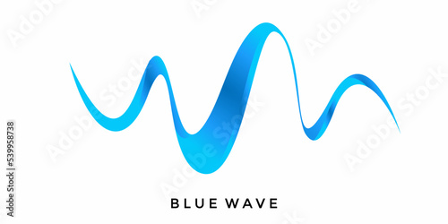 Blue wave design abstract icon on white background