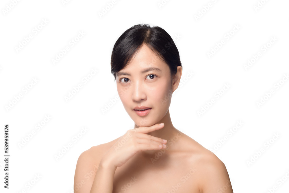 Portrait healthy pretty young woman isolated on white background. beautiful female model person applying cosmetic cream for skincare on fresh makeup clean face. spa, treatment, wellness concept. Portrait healthy pretty young woman isolated on white background. beautiful female model person applying cosmetic cream for skincare on fresh makeup clean face. spa, treatment, wellness concept.