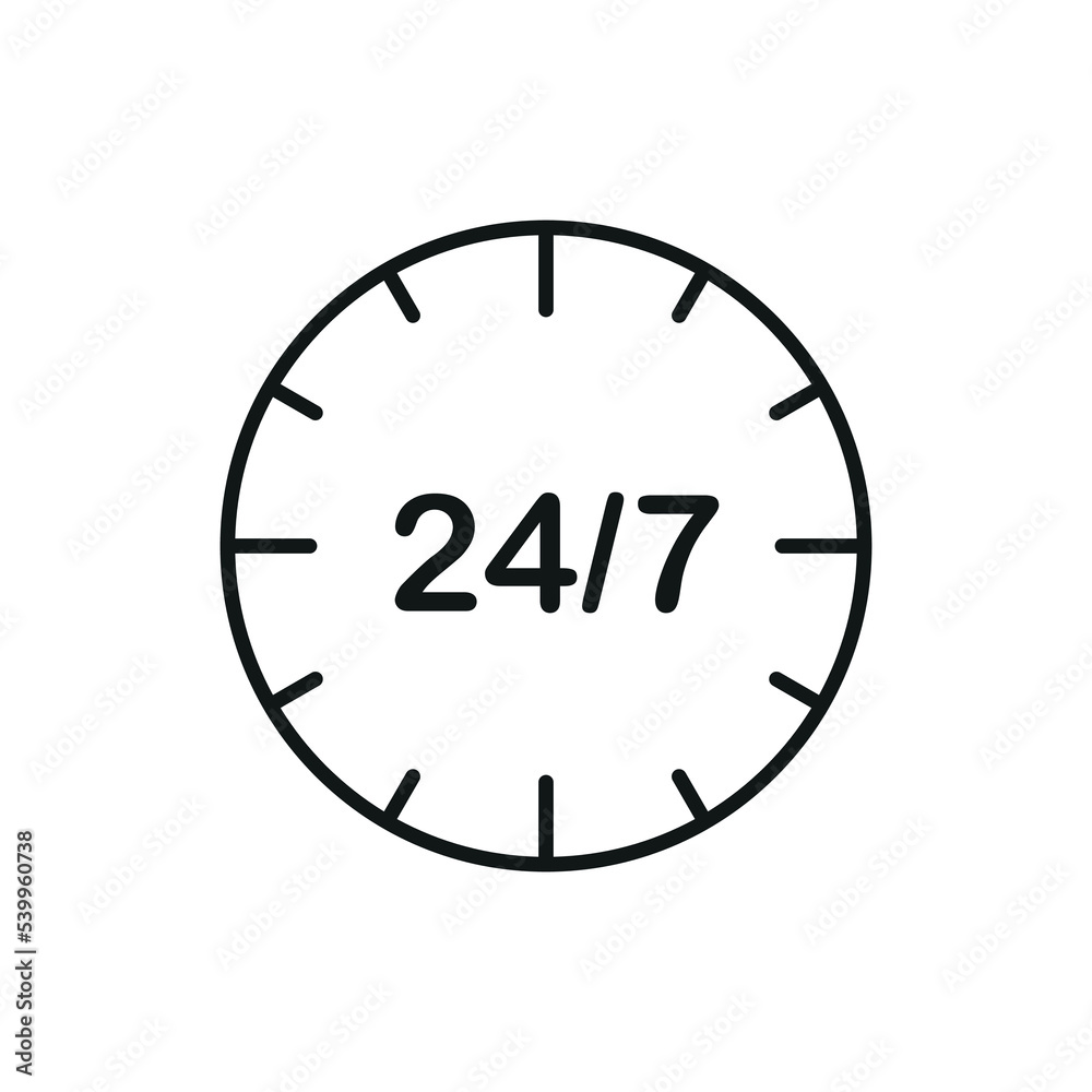 Clock face icon with 24 hour schedule Clock face icon with 24 hour schedule
