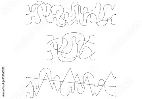 Vector path, snake, path. Find a path, reach the end. Find a suitable line, track. Task for children, unravel the paths.