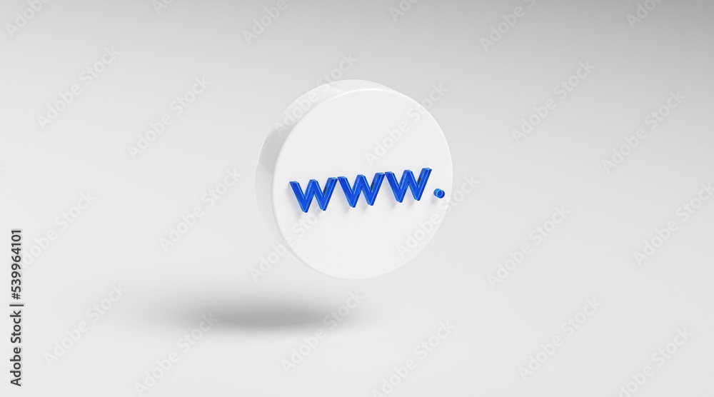 WWW Blue Glass Icon Button on Circle App Symbol 3D Render WWW Blue Glass Icon Button on Circle App Symbol 3D Render
