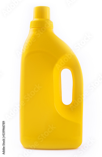 Yellow Plastic detergent bottle isolated on white background