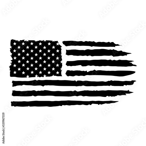 black and white american flag